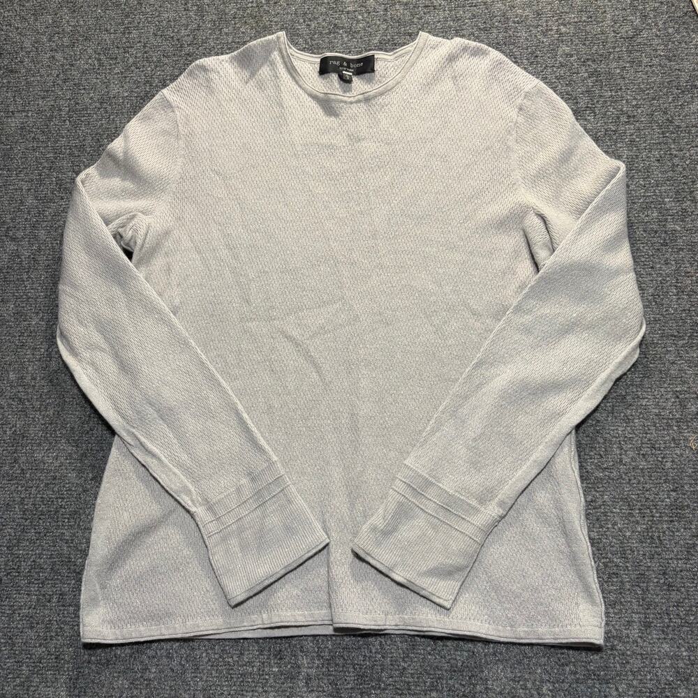 Rag & Bone Womens Large Gray Wool Linen Blend Long Sleeve Crewneck Pullover Top